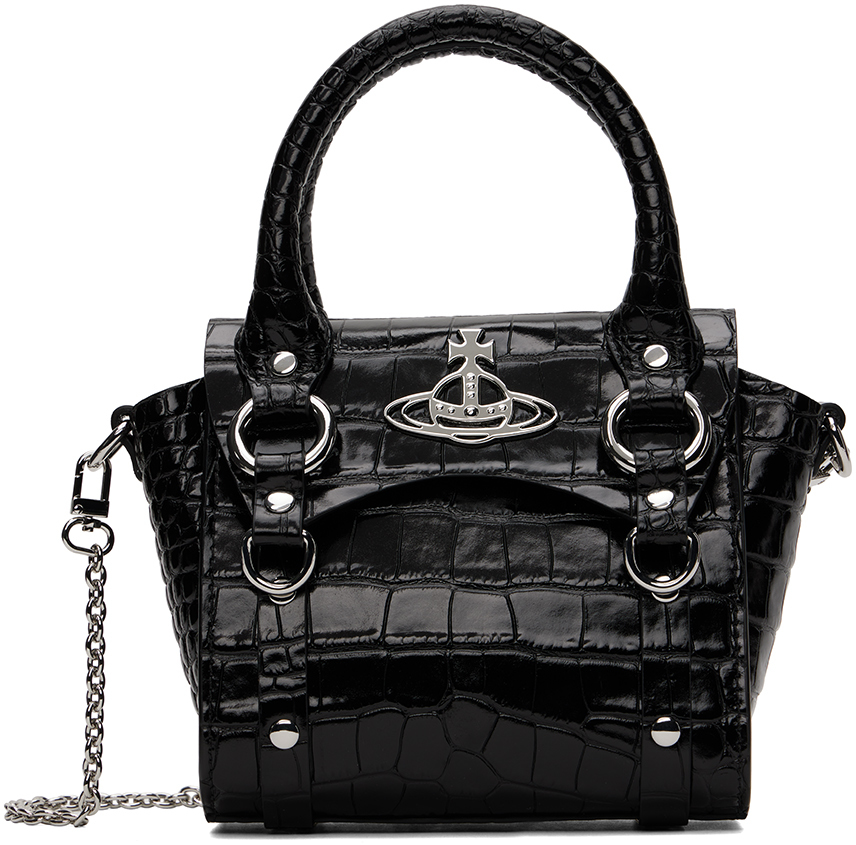 Vivienne Westwood Black Patent Sparkle Orb 2way Heart Bag