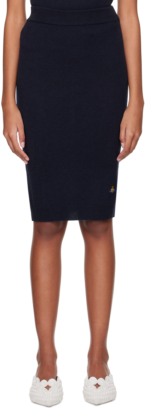 Shop Vivienne Westwood Navy Bea Midi Skirt In K411 Navy