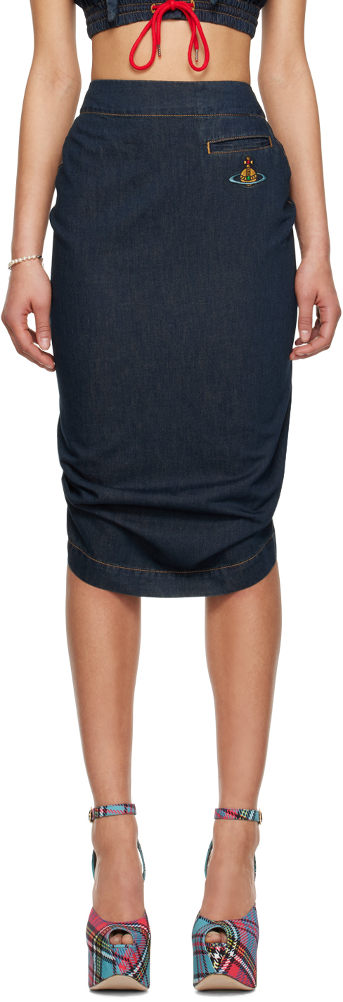 Vivienne Westwood Midi Skirt Draped In Blue | ModeSens