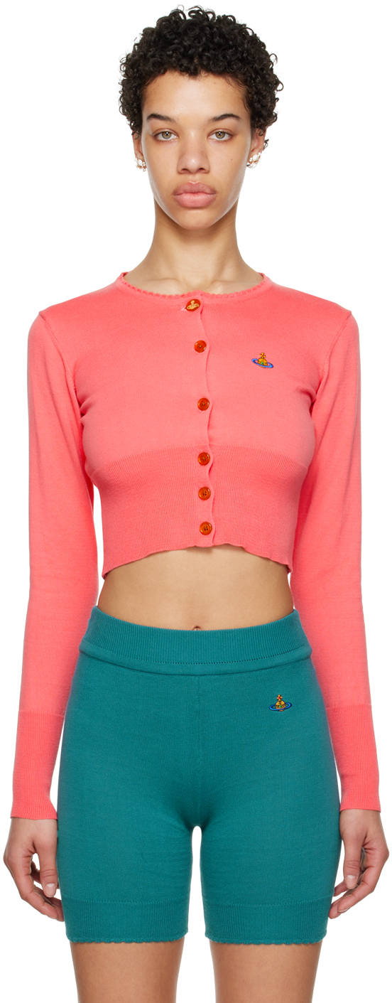 Vivienne Westwood Bea Cropped Cotton Cardigan In Coral