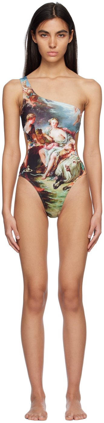 Multicolor Single-Shoulder One-Piece Swimsuit by Vivienne Westwood