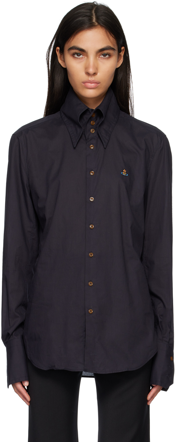 Vivienne Westwood Black Embroidered Shirt In N401 Black ModeSens