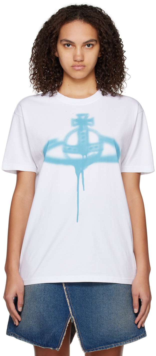 Shop Vivienne Westwood White Spray Orb Classic T-shirt In A401 White