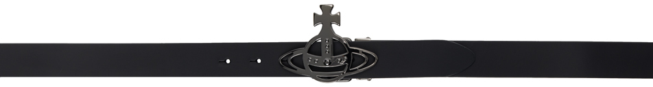 Orb Buckle Leather Belt in Black - Vivienne Westwood