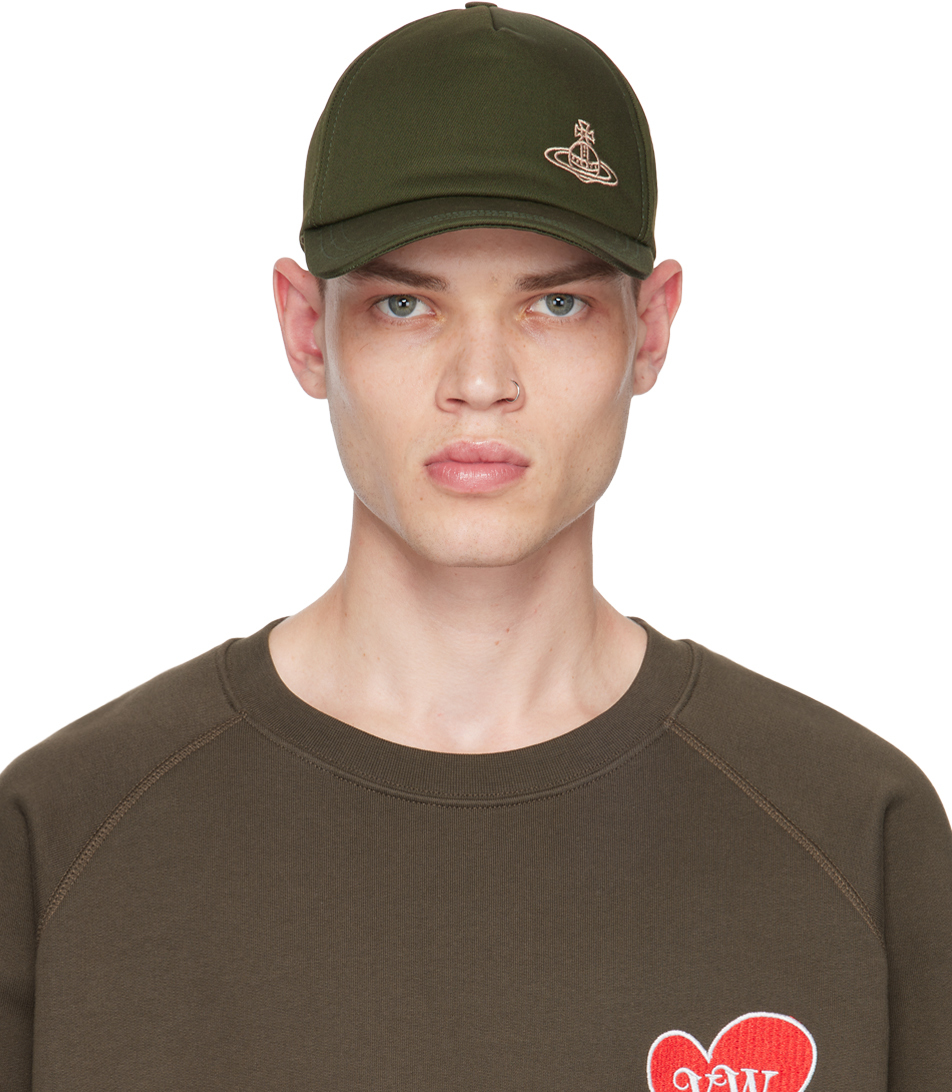 Vivienne Westwood Green Embroidered Cap In M401 Green