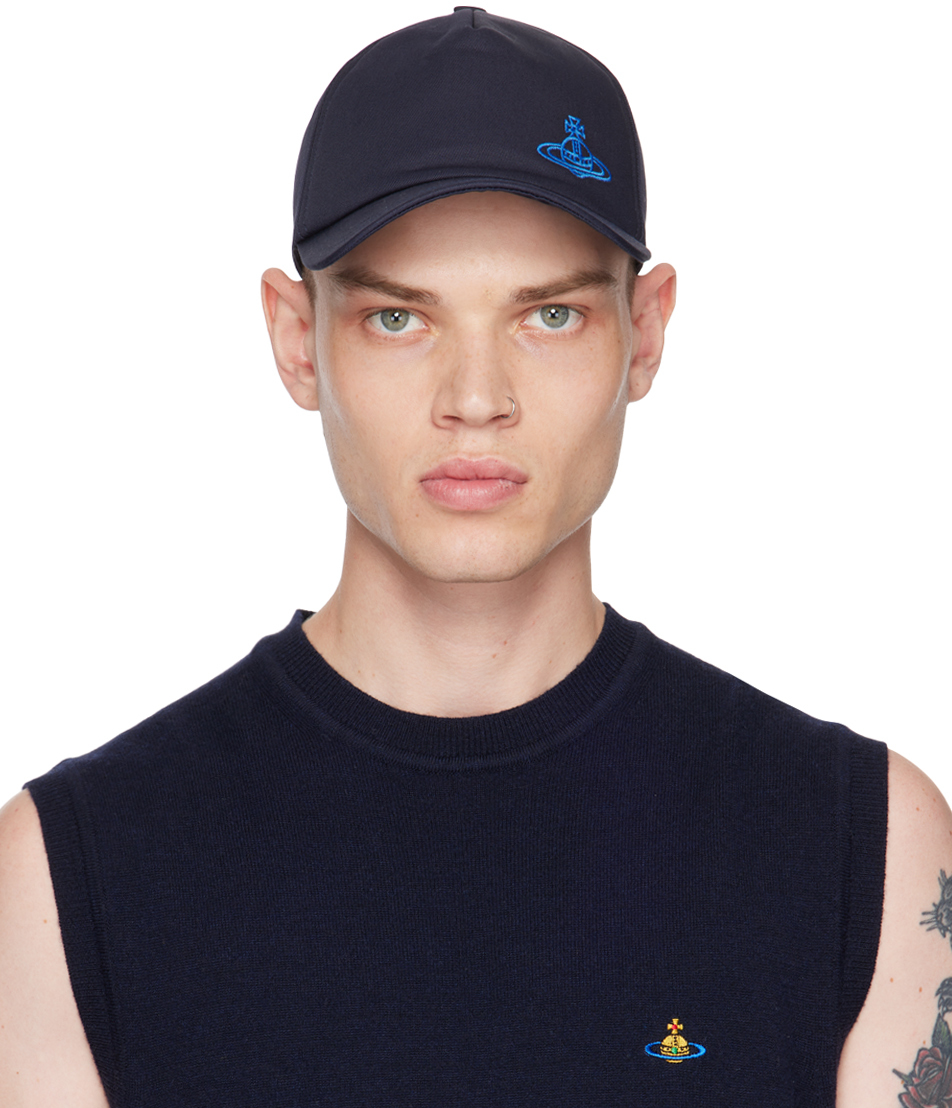 Navy Embroidered Cap by Vivienne Westwood on Sale