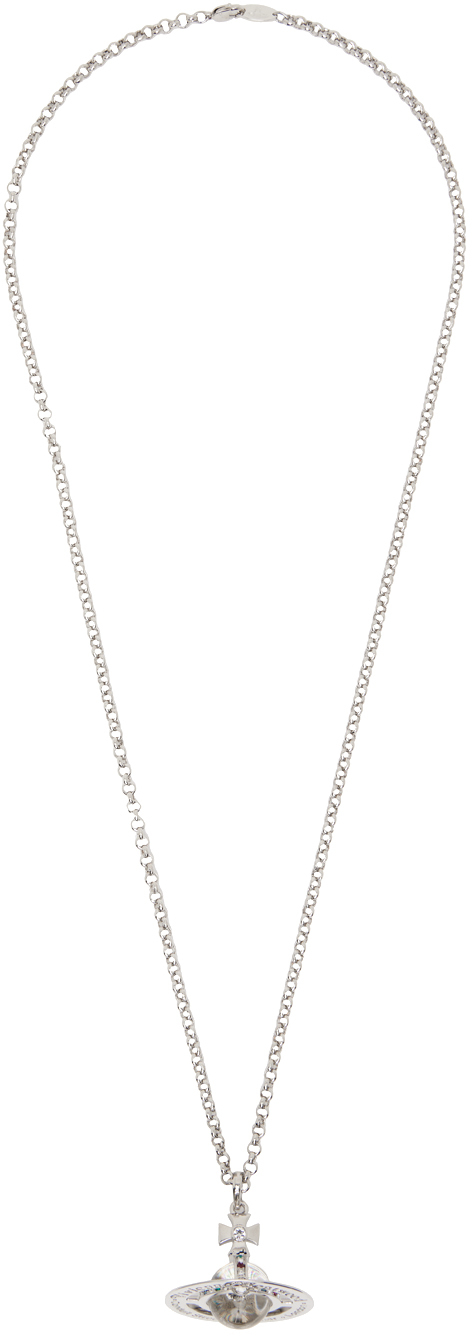 Vivienne Westwood Silver Small New Orb Pendant Necklace In R001 Platinum