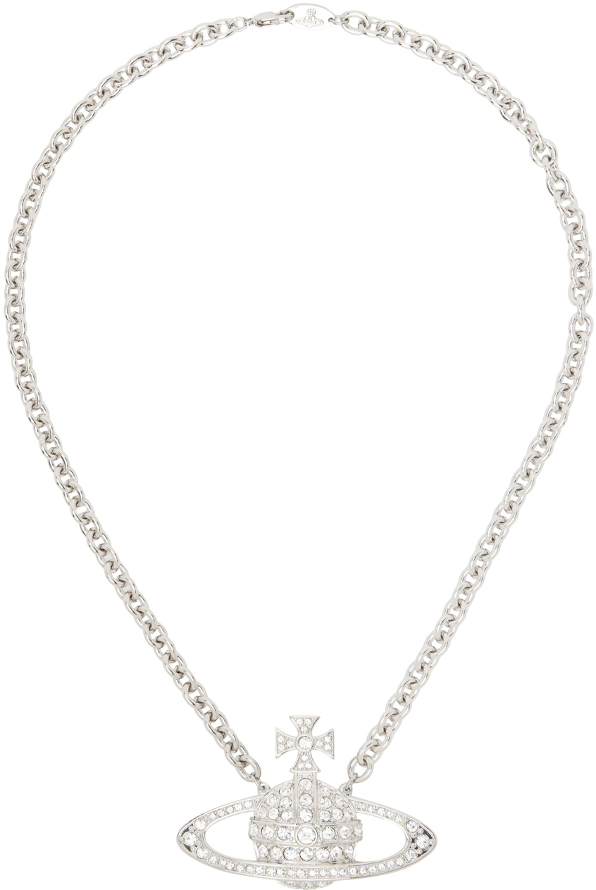 Vivienne Westwood Mens Platinum Crystal Montana Petite Orb Platinum-plated  Brass Necklace In Silver | ModeSens
