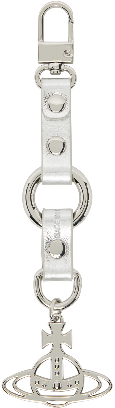 Vivienne Westwood Silver Crinkle Keychain In Q401 Silver