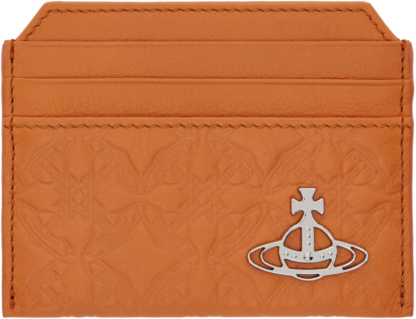 Vivienne Westwood Orange Embossed Slim Card Holder In F407 Orange