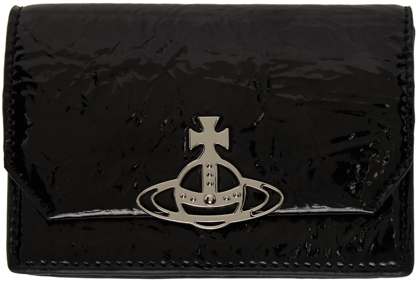 Vivienne Westwood Black Crinkle Card Holder In N404 Black