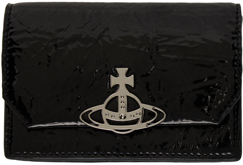 Vivienne Westwood: Black Crinkle Card Holder | SSENSE Canada