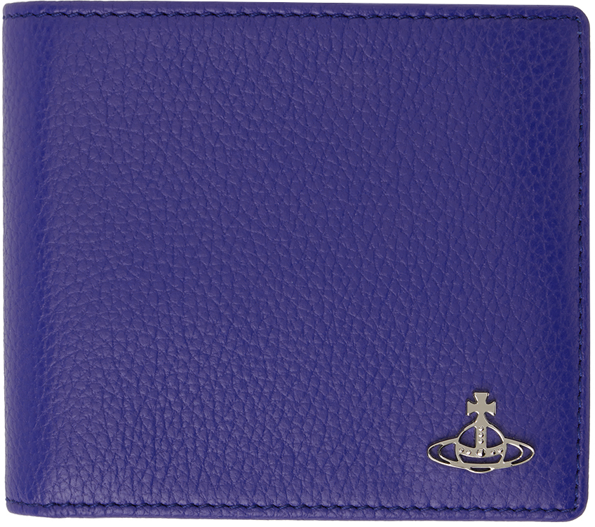 Vivienne Westwood Blue Leather Bifold Wallet In K401 Blue