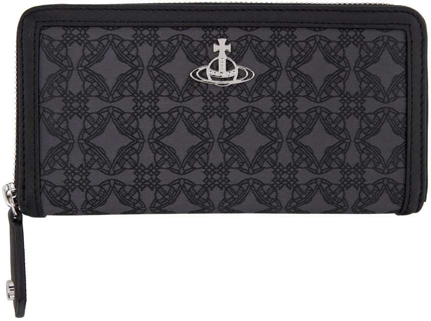 Vivienne Westwood Gray & Black Orborama Classic Wallet In N203 Mini Black/ Gre