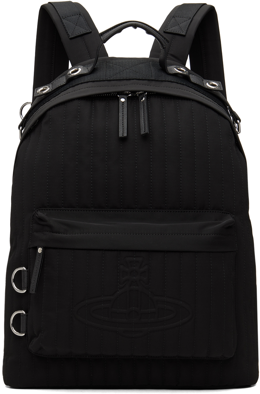Vivienne Westwood Black Edward Quilted Backpack In N401 Black