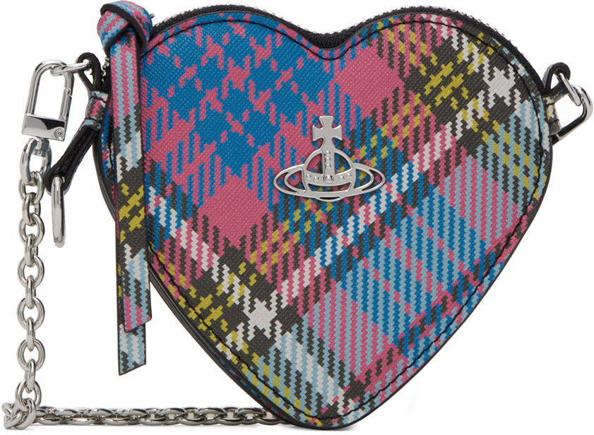 Vivienne Westwood Pink & Blue Heart Pouch In Multi