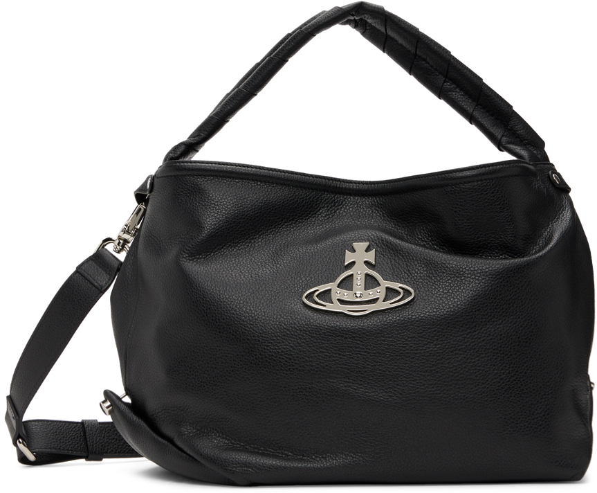 Vivienne Westwood Black Leather Messenger Bag In N401 Black