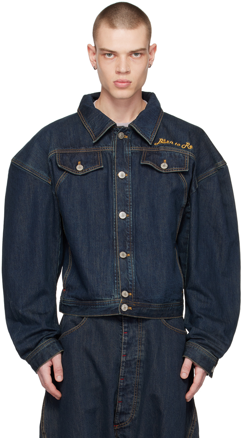 Vivienne Westwood Navy Boxer Denim Jacket In K415 Tinted Indigo
