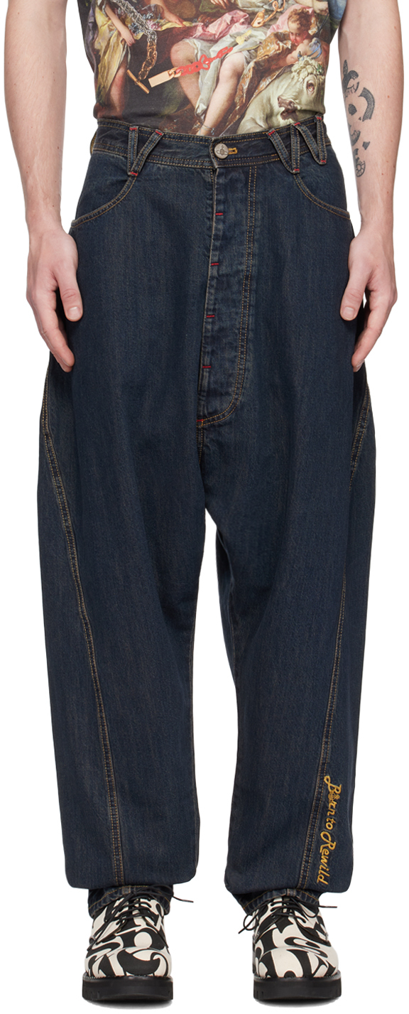 Vivienne Westwood Navy Twisted Seam Jeans In K415 Tinted Indigo