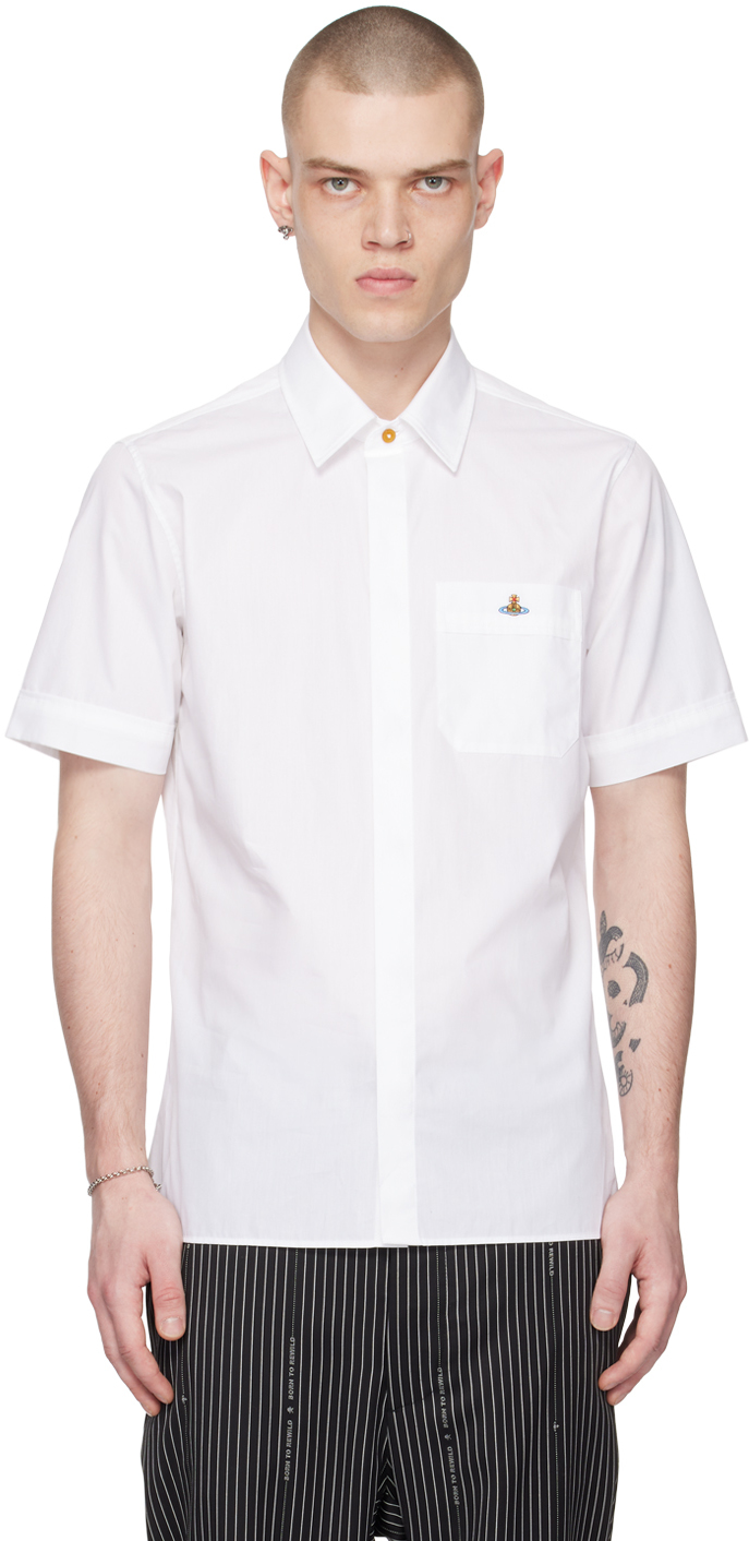 Vivienne Westwood White Embroidered Shirt In A401 White