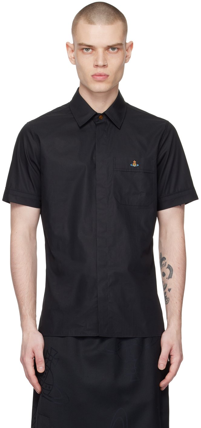 Vivienne Westwood Black Embroidered Shirt In N401 Black