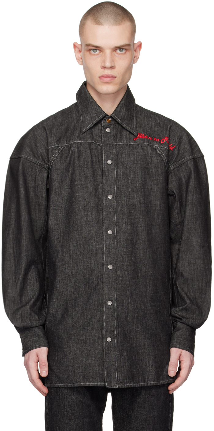 Black Football Denim Shirt