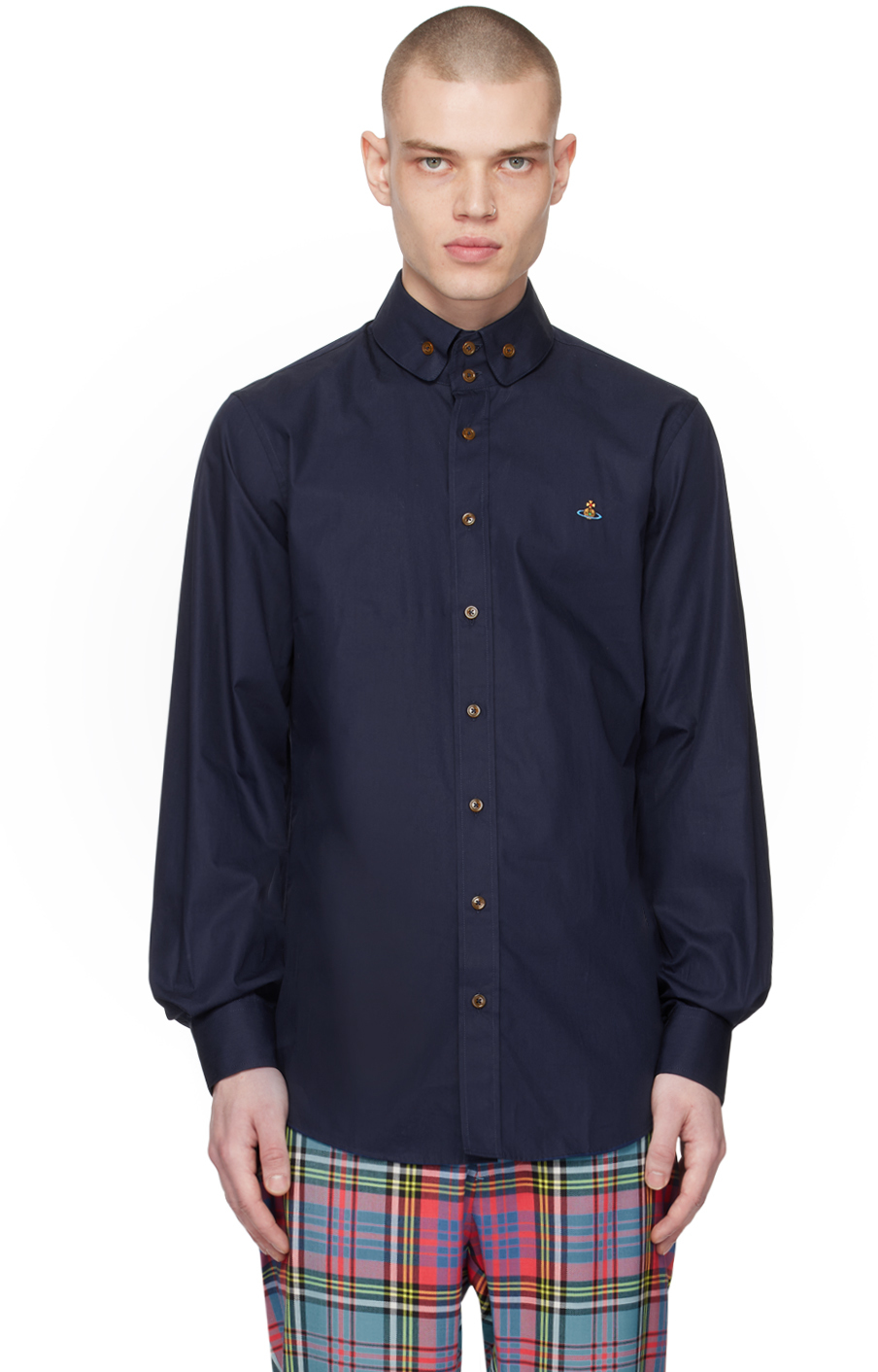 Vivienne Westwood Two Button Krall Shirt In K410 Navy