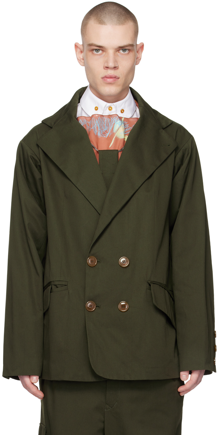 Shop Vivienne Westwood Khaki Wittgenstein Blazer In M402 Military Green
