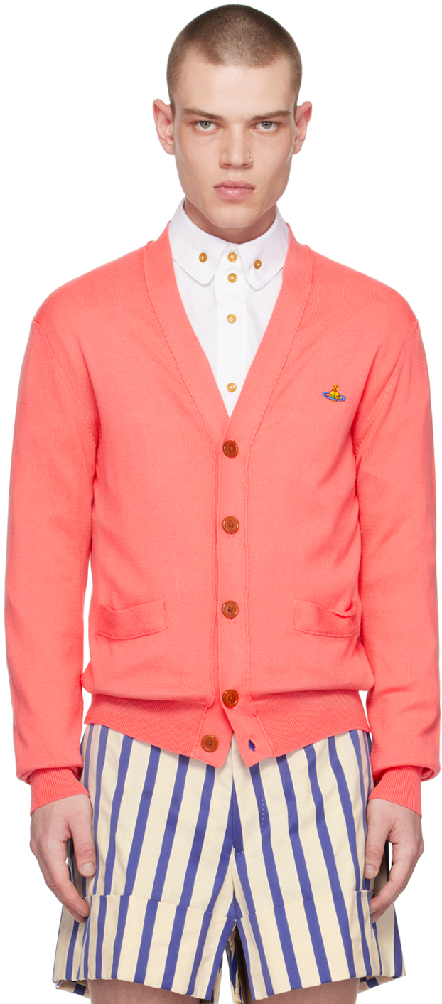 Vivienne Westwood Pink Embroidered Cardigan In G408 Coral