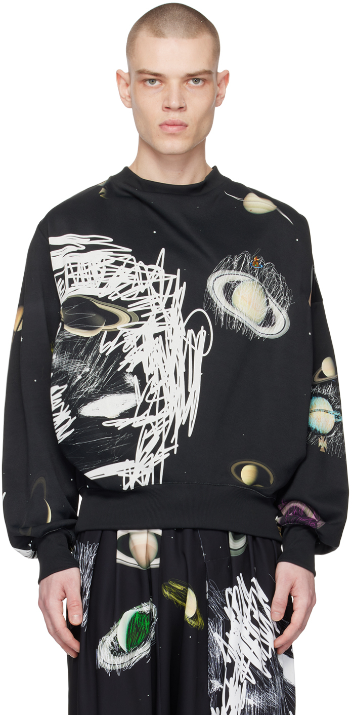 Vivienne Westwood Planets-print Pullover Sweatshirt In Schwarz