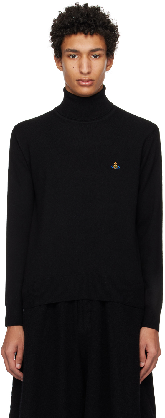 Shop Vivienne Westwood Black Embroidered Turtleneck In N401 Black