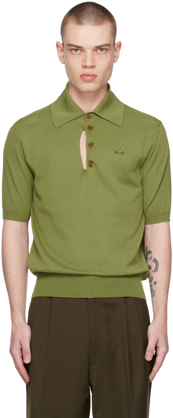 Vivienne Westwood Green Ripped Polo In M409 Military Green