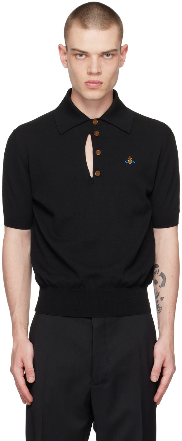 VIVIENNE WESTWOOD BLACK RIPPED POLO