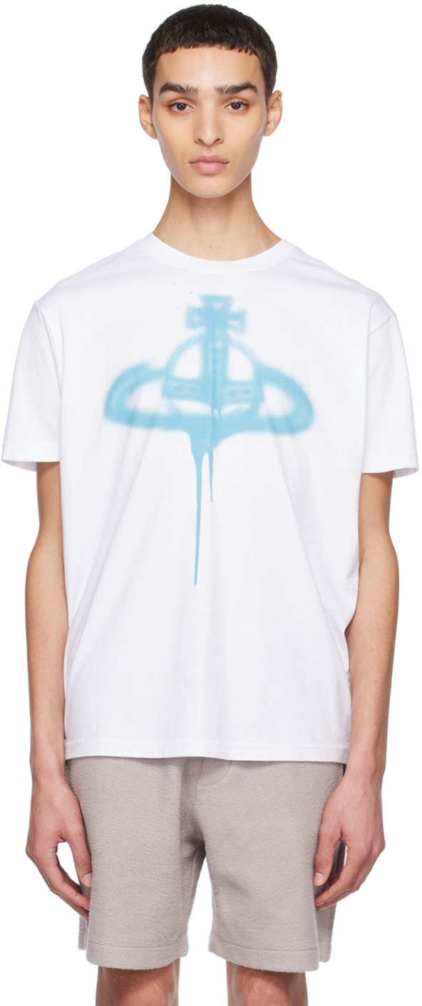 Shop Vivienne Westwood White Spray Orb T-shirt In A401 White