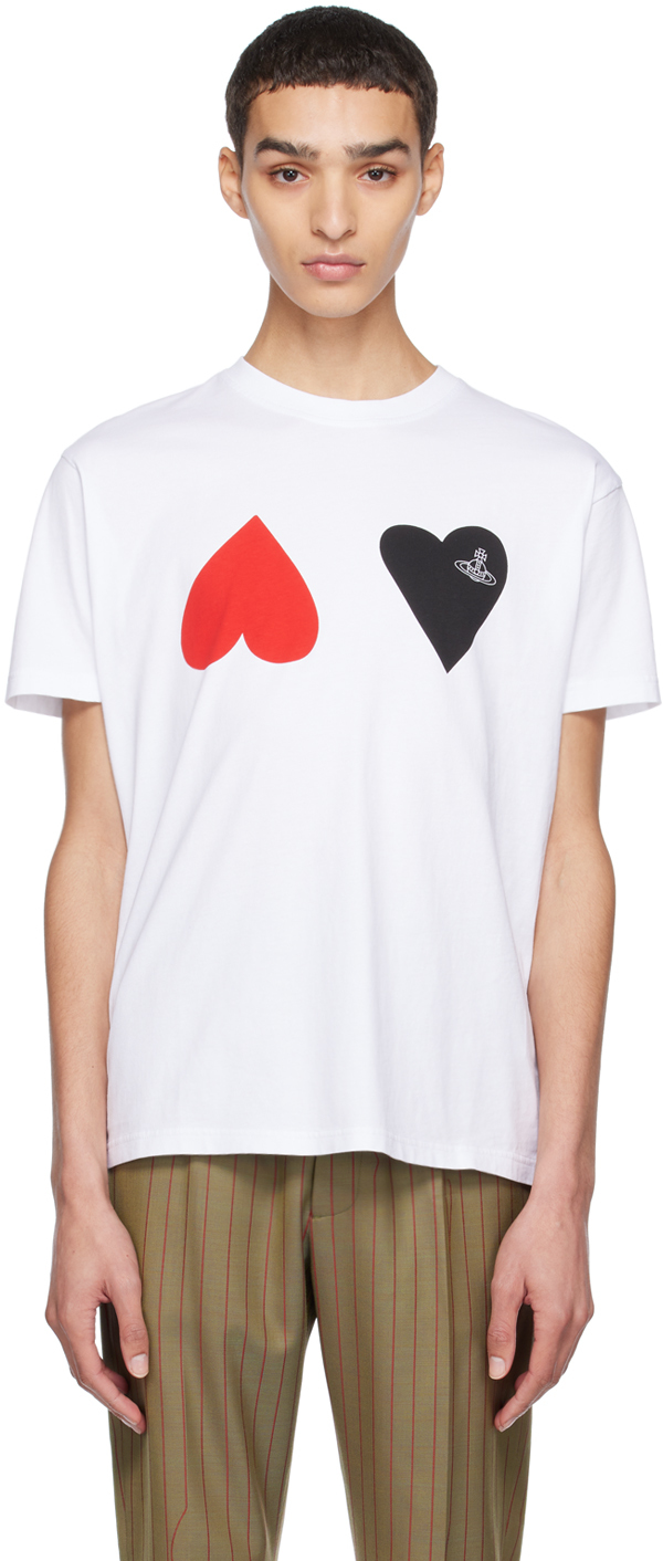 Shop Vivienne Westwood White Hearts T-shirt In A401 White