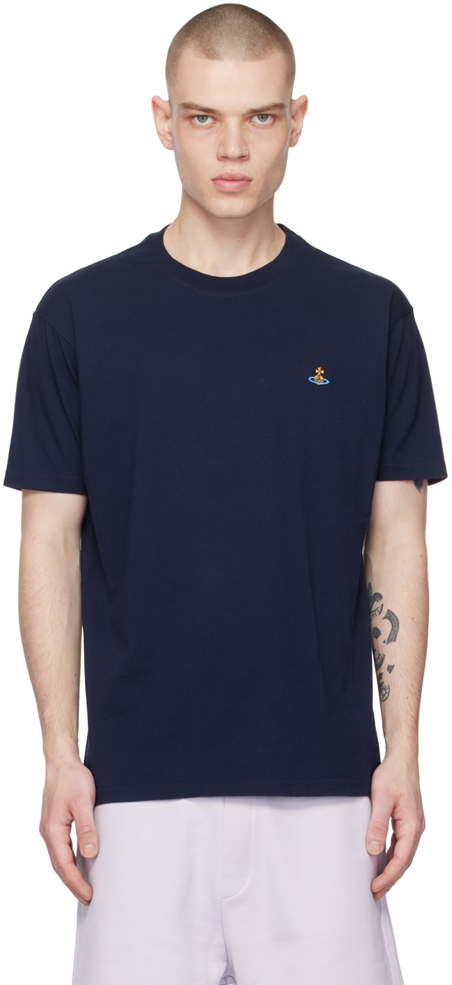 Vivienne Westwood Woman T-shirt Navy Size L Organic Cotton In Blue