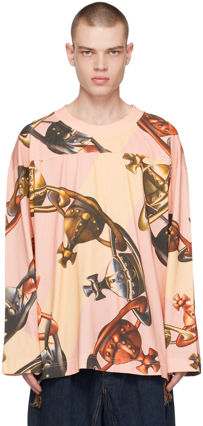 Vivienne Westwood Pink Fresh Long Sleeve T-shirt In J305 Orb Chain