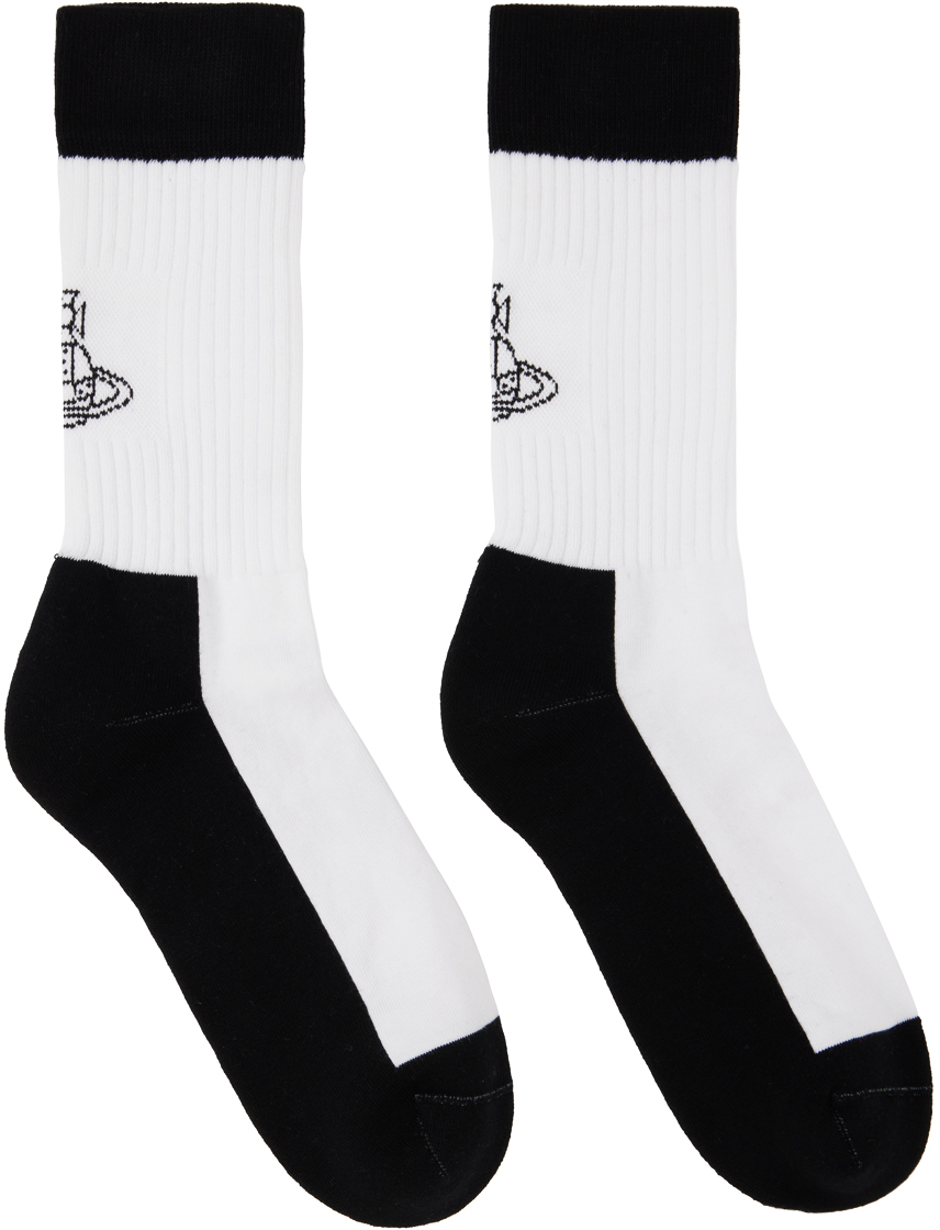 Vivienne Westwood Black & White Sporty Socks In A401 White