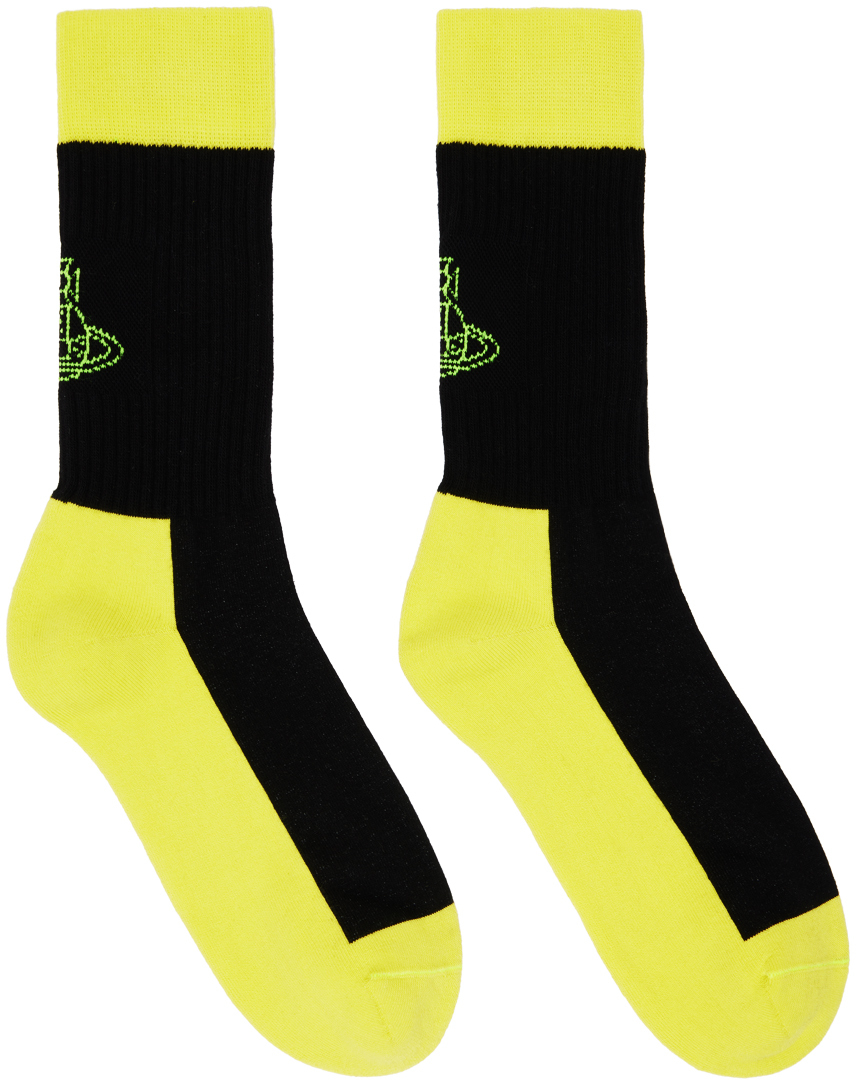 Vivienne Westwood: Black & Yellow Sporty Socks | SSENSE