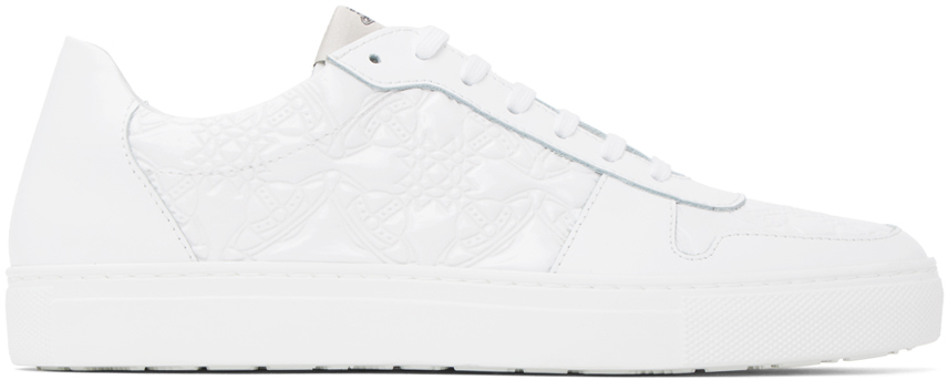 Vivienne Westwood White Embossed Trainers In A401 White