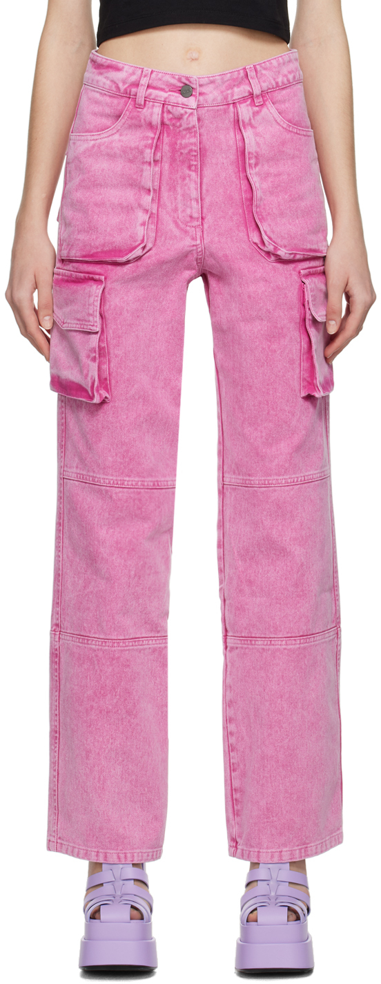 Agr Jeans In Acid-wash-optik In Pink