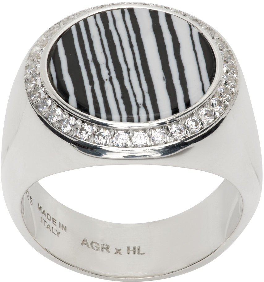 Agr Silver & Black Hatton Labs Edition Stone Ring In Black/white