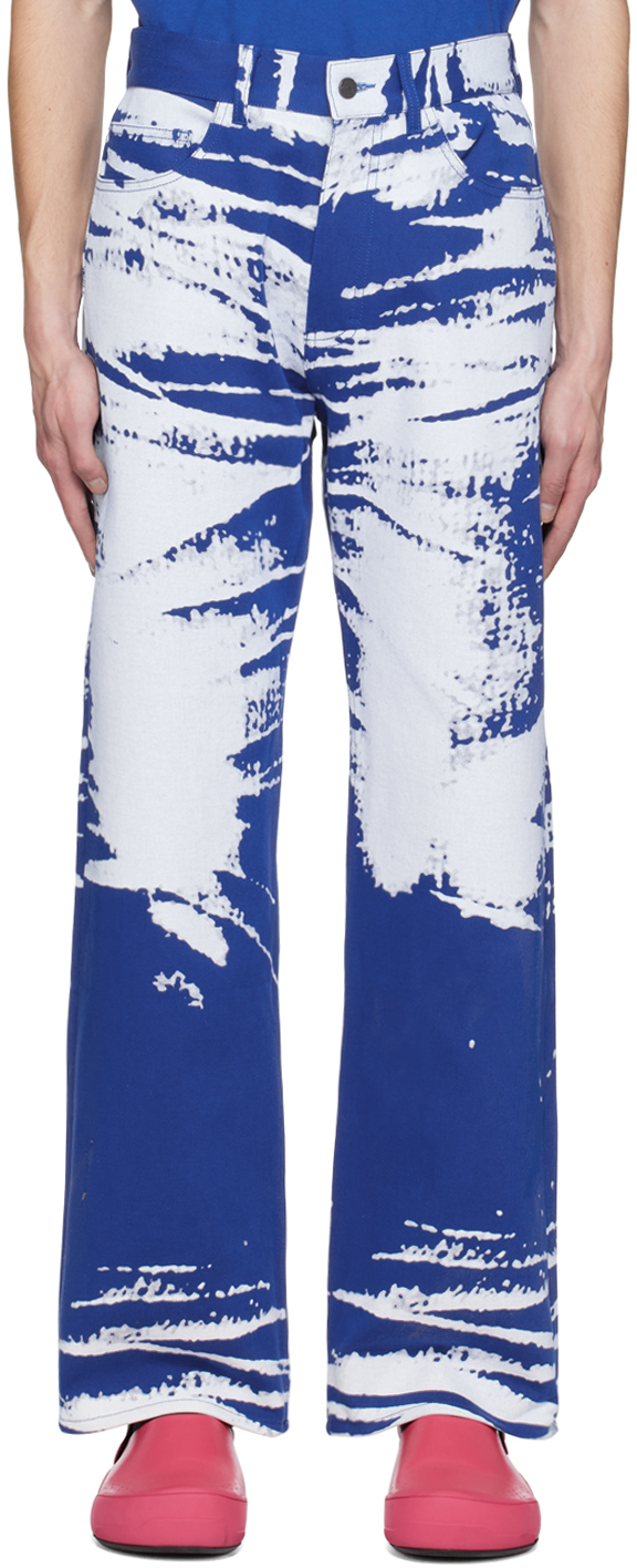 Agr Blue Graphic Print Denim Jeans