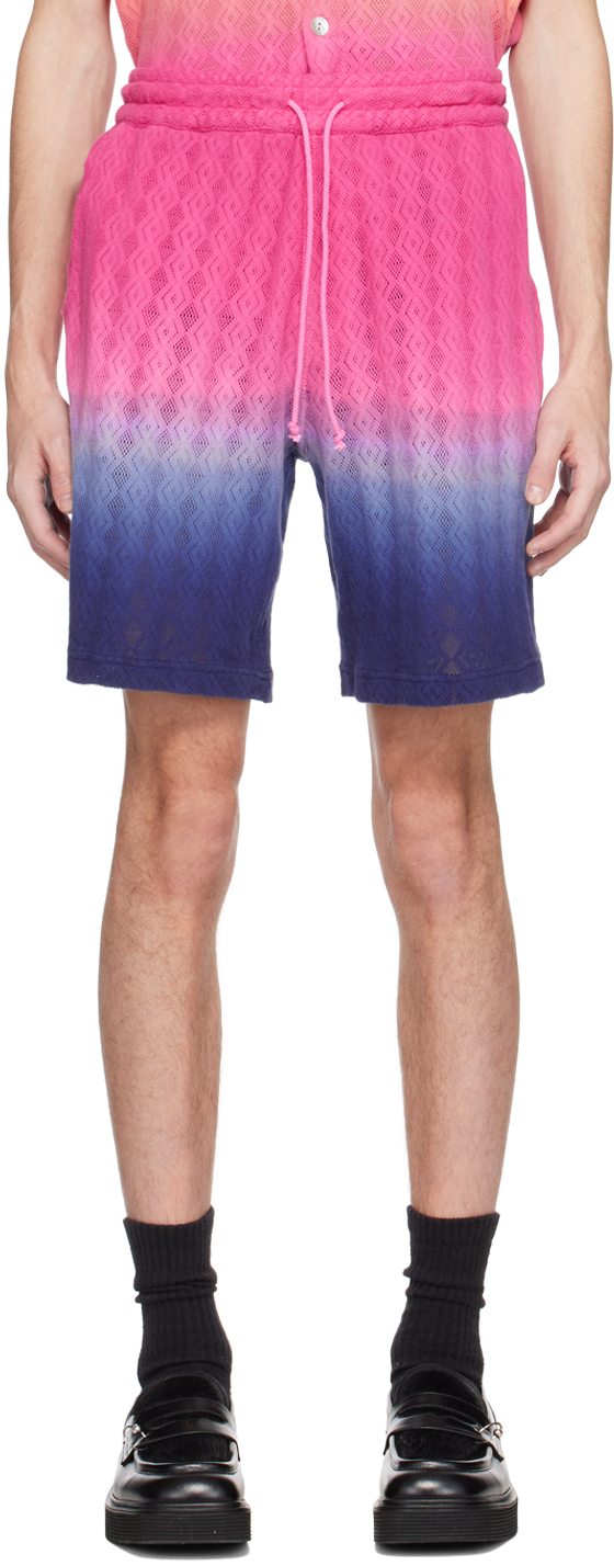 Agr Playful Power Gradient Cotton Knit Shorts In Pink Midnight
