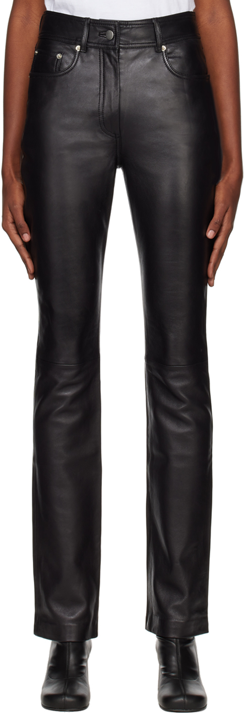 Black Rebecca Leather Pants by Stand Studio on Sale