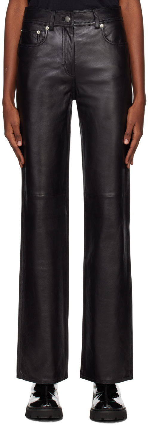 Black Sandy Leather Trousers