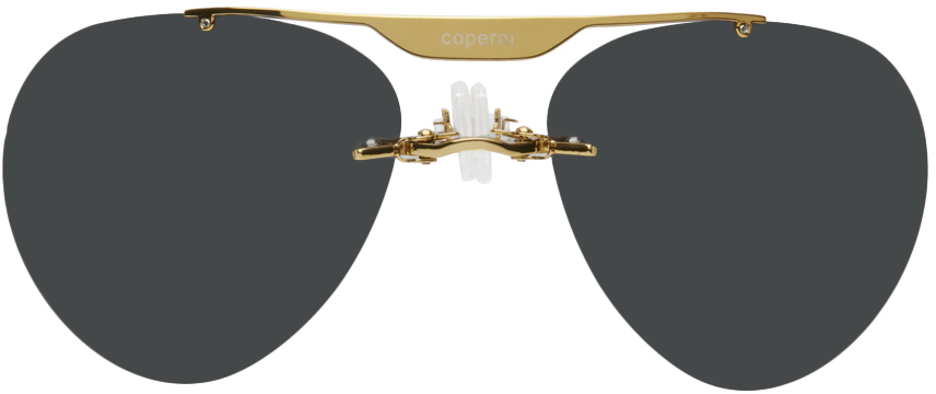 Shop Coperni Black & Gold Clip-on Sunglasses