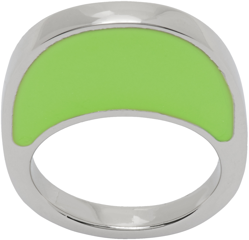 Silver & Green Swipe Ring