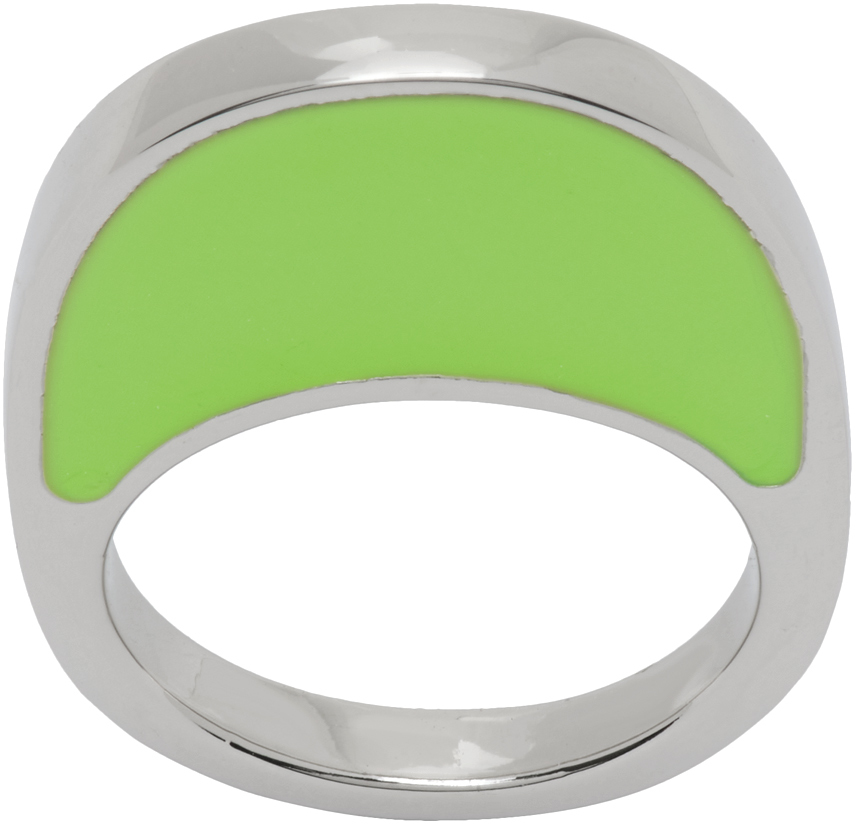 Coperni Silver & Green Swipe Ring