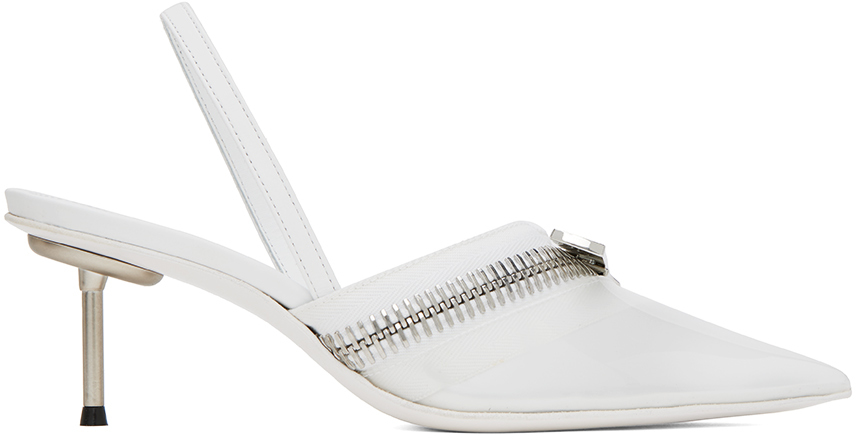 Shop Coperni White Clear Zip Heels In Clear White